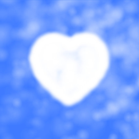 Vector illustration of cloud in the form of heart in the sky. Background of the heavens and the heart. Air heart.のイラスト素材