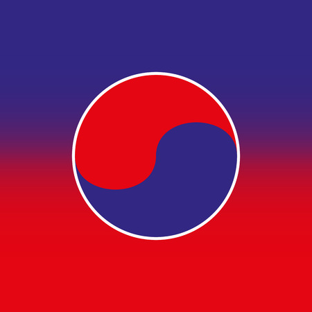 Vector illustration taekwondo icon. Red blue background.のイラスト素材