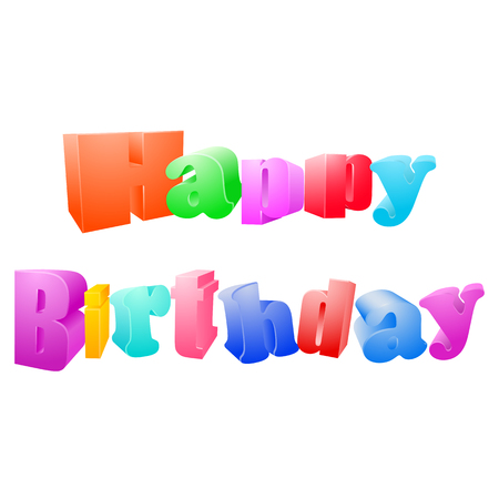 Vector illustration of 3d inscription letters. Happy birthday isolated on white background. Celebration concept.のイラスト素材
