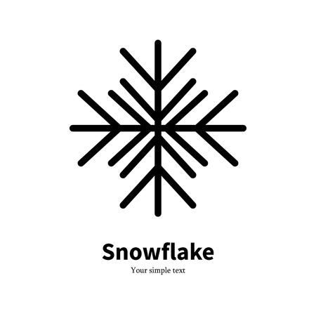 Vector illustration of black silhouette winter snowflake. Image, picture isolated on white background. Flat snowflake. Snow icon. Sign of snow cover and snowfall. Symbol of cold, frost.のイラスト素材