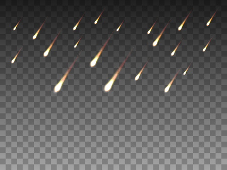 Vector illustration realistic falling meteor rainのイラスト素材