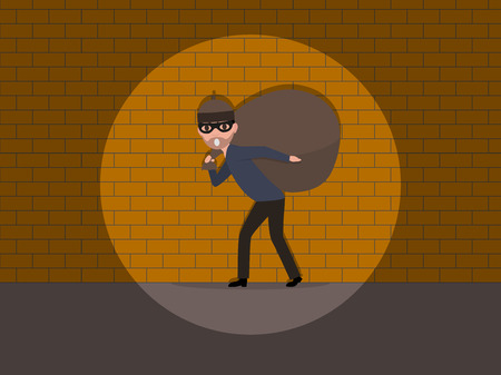 Vector cartoon caught a burglar by the wall.のイラスト素材
