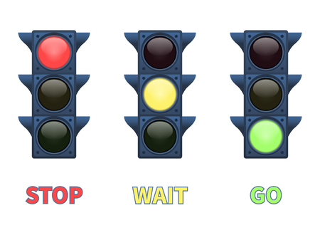 Vector multi-colored signal traffic lightのイラスト素材