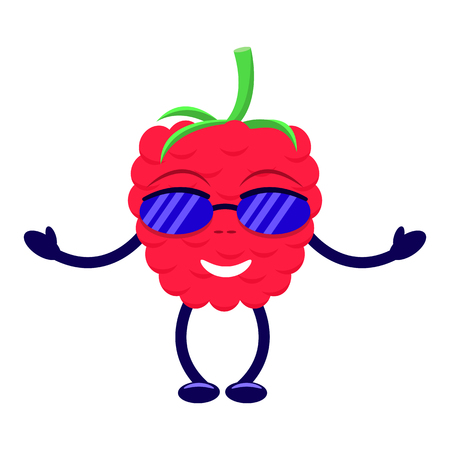 Vector cartoon raspberry sunglasses pens and legsのイラスト素材