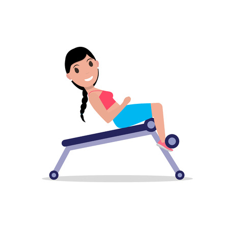Girl swinging a press training apparatusのイラスト素材