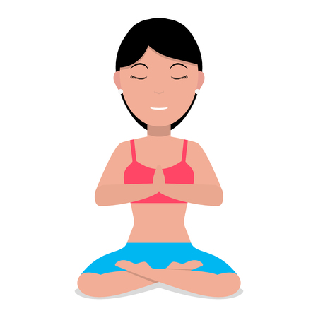 Vector illustration of a cartoon girl doing yogaのイラスト素材