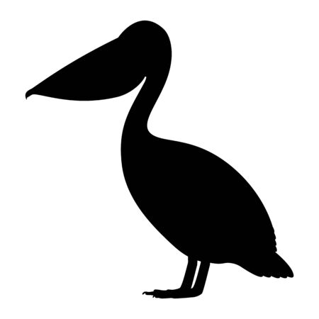 Vector illustration of black silhouette of pelicanのイラスト素材