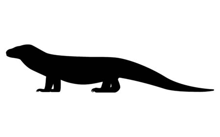 Vector illustration of black silhouette of varanusのイラスト素材