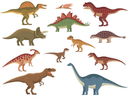 Set of colorful dinosaursのイラスト素材