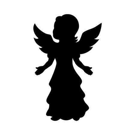 Silhouette angel girl with wingsのイラスト素材