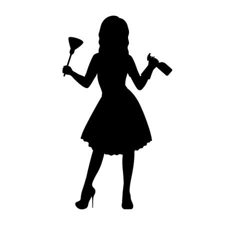 Silhouette girl maidのイラスト素材