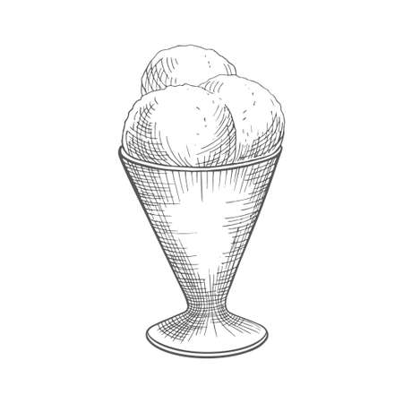 Soft ice cream balls in a plastic cupのイラスト素材