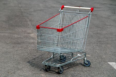 Supermarket trolley on the streetの写真素材