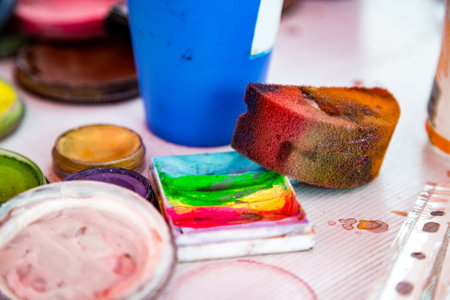 Colored paints for drawing picturesの写真素材