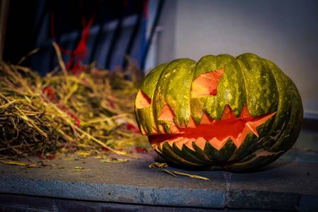 Halloween pumpkin lanterns - perfect decoration for Halloweenの写真素材