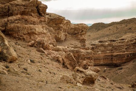 Charyn canyon is the famous place in Kazakhstan, similar to the Martian landscapeの写真素材