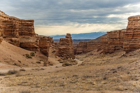 Charyn canyon is the famous place in Kazakhstan, similar to the Martian landscapeの写真素材