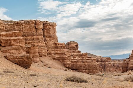 Charyn canyon is the famous place in Kazakhstan, similar to the Martian landscapeの写真素材