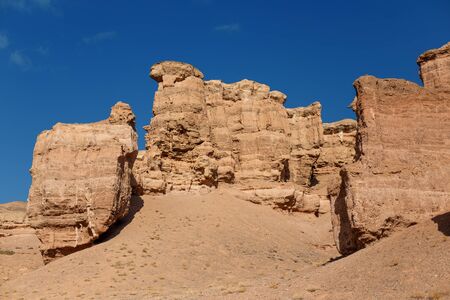 Charyn canyon is the famous place in Kazakhstan, similar to the Martian landscapeの写真素材