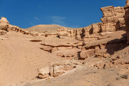 Charyn canyon is the famous place in Kazakhstan, similar to the Martian landscapeの写真素材