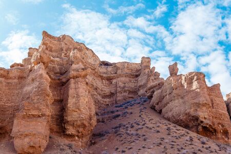 Charyn canyon is the famous place in Kazakhstan, similar to the Martian landscapeの写真素材