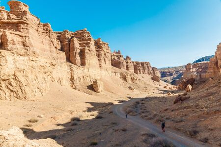 Charyn canyon is the famous place in Kazakhstan, similar to the Martian landscapeの写真素材