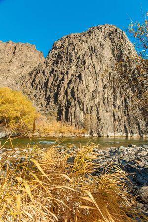 Charyn canyon is the famous place in Kazakhstan, similar to the Martian landscapeの写真素材