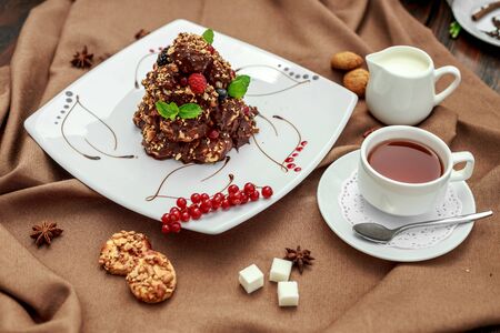 French cake from brewed cakes with berriesの写真素材