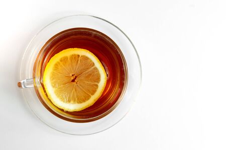 a cup of tea with lemonの写真素材