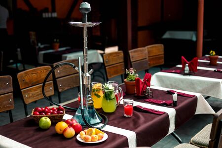 fruit shisha in a cafe with fruit decorの写真素材