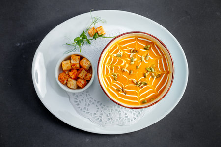 pumpkin soup with crackers