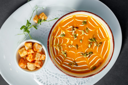 pumpkin soup with crackers