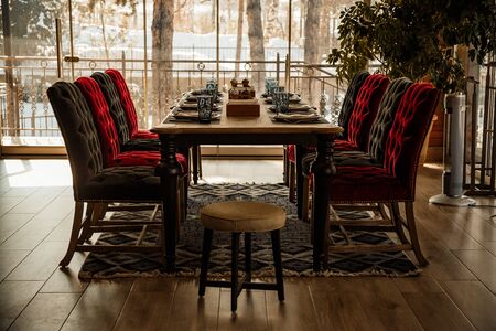 Table setting for a banquet or dinner partyの写真素材