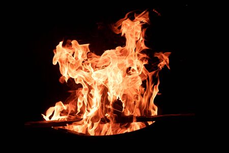 fire flame on black backgroundの写真素材