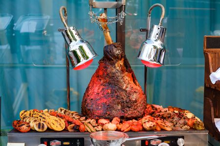 grilled beef with grilled vegetables, catering for the holidayの写真素材