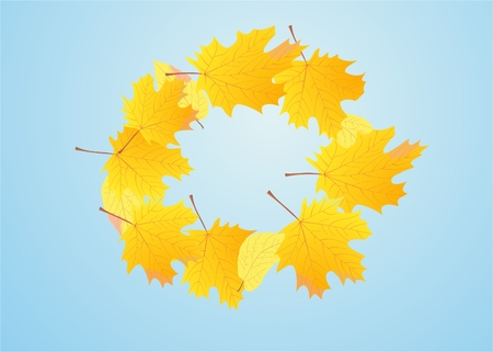 group of autumn leaves on a background sky のイラスト素材