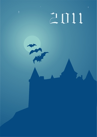 old lock and bat in a full moon  のイラスト素材