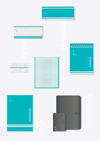 set of different notebooks,  books and envelopes のイラスト素材