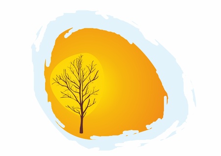 Abstract tree on a yellow autumn backgroundのイラスト素材