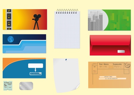 Set of various paper envelopes, sheets and notebook のイラスト素材