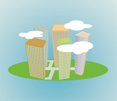 The original abstract small city under cloudsのイラスト素材