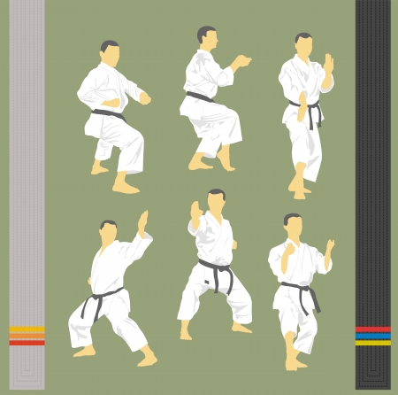 Set of various images of karate and hieroglyphsのイラスト素材