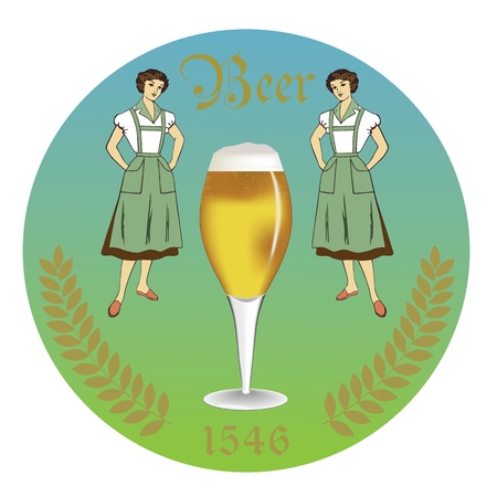 vintage retro label beer garden, badges and iconsのイラスト素材