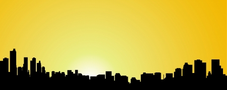 City contour against the coming sunのイラスト素材