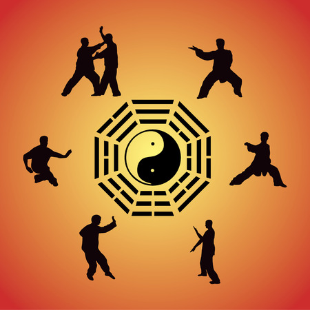 Set of images of people of engaged Kung fuのイラスト素材