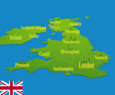 Original England map with a national flagのイラスト素材