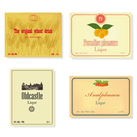Set of a retro of labels of alcoholic beverages.のイラスト素材