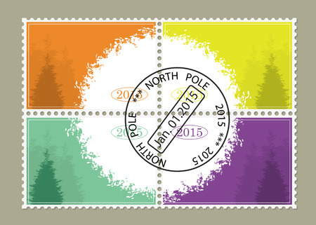 Set from four stamps for New year.のイラスト素材