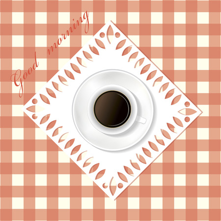 White cup of coffee on the table.のイラスト素材