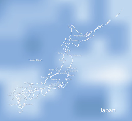 The map of Japan on an indistinct blue background.のイラスト素材